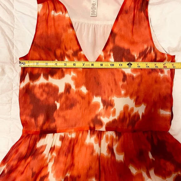 J.Crew 100% Silk Tie-Neck Peplum Blouse Burnt Orange Floral Size 0 - Picture 5 of 8